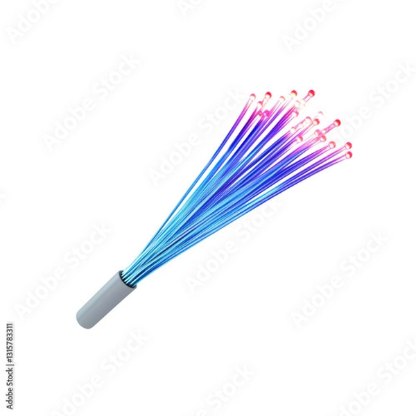 Obraz Fiber Optic Cable with Light Effects Isolated on transparent background