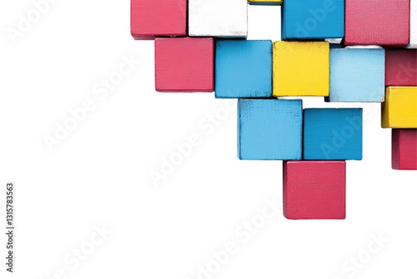 Fototapeta abstract colorful digital geometric cubes isolated on transparent or white background. for your design. top view