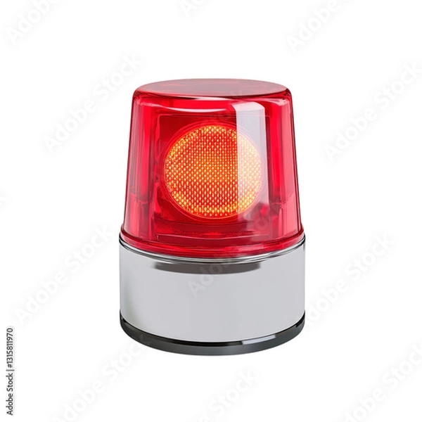 Fototapeta Red Emergency Light on White  Isolated on transparent background