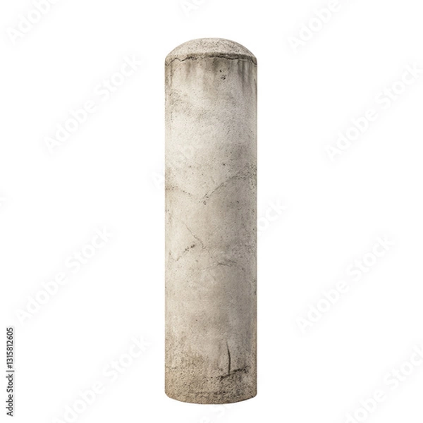 Obraz Tall Cylindrical Concrete Structure on White  Isolated on transparent background