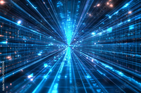 Fototapeta Abstract Digital Data Stream Tunnel Background