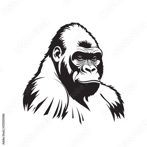 Obraz Gorilla Sketched Art Vector Style With White Background.