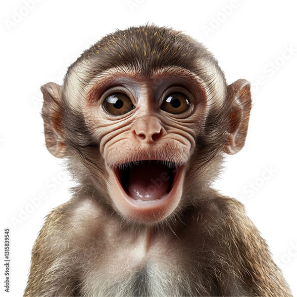 Fototapeta Funny monkey making a silly face isolated on transparent background 