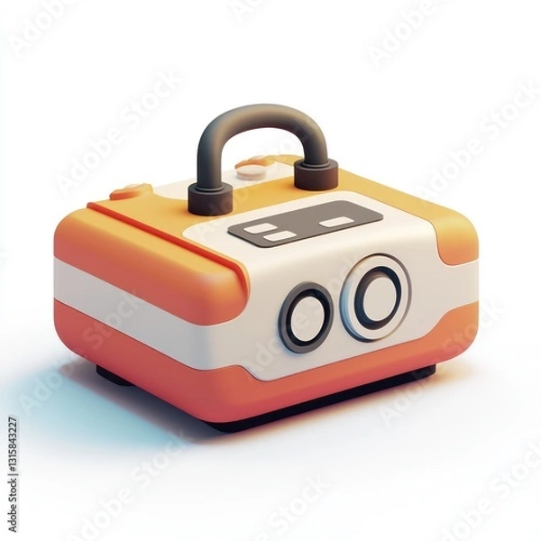 Fototapeta 3D rendered defibrillator icon on white background, symbolizing medical emergency equipment.