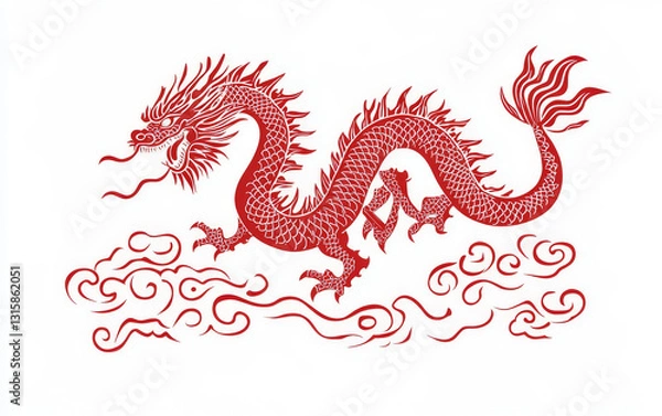 Obraz red dragon on white background