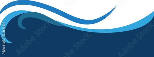 Fototapeta Wavy Blue curved border footer