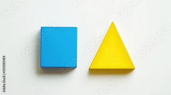 Fototapeta A blue rectangle and a yellow triangle