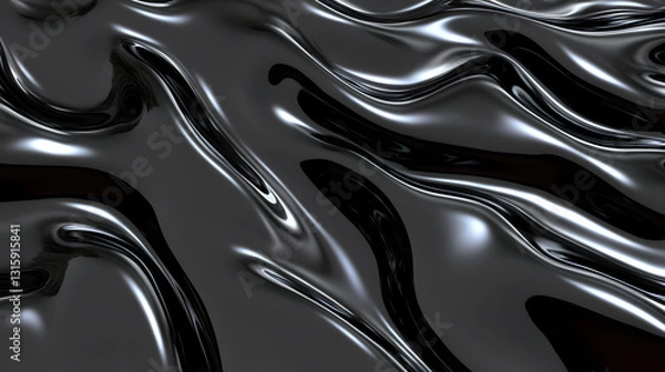 Fototapeta Abstract Black Liquid Flowing Texture Background