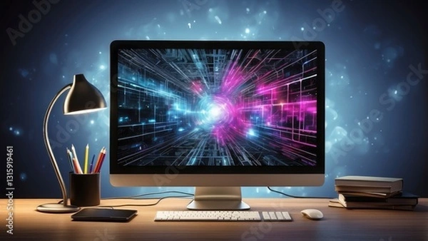 Fototapeta Desktop PC Displaying 3D Modeling Software