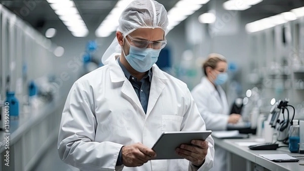 Fototapeta Industrial Engineer in a Factory Clean Room Laboratory