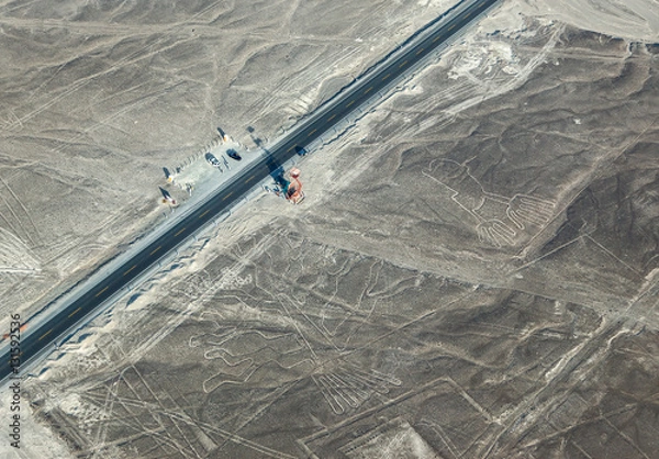 Fototapeta Lines and Geoglyphs in the Nazca desert. It is a designated UNESCO World Heritage Site - Peru, South America