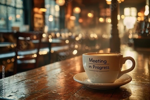 Obraz Coffee Cup Announcing Meeting in Progress