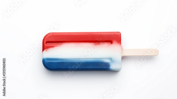 Obraz Red White and Blue Popsicle on White Background