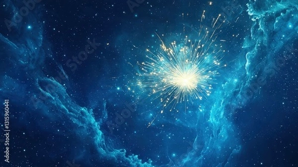 Fototapeta Stunning Explosion of Light in Cosmic Deep Space with Stars