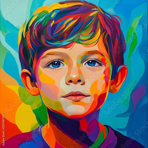 Obraz Portrait of a colorful-haired girl with vibrant makeup and a stylish, glamorous look