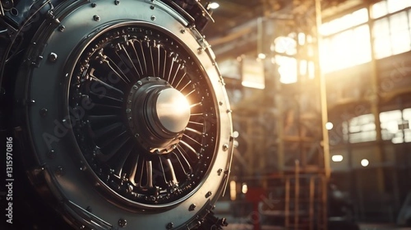 Obraz Jet engine highlighting mechanical details images