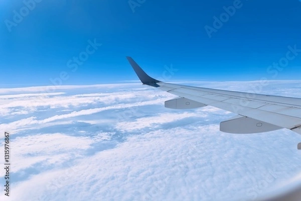 Obraz 飛行中の飛行機翼と雲