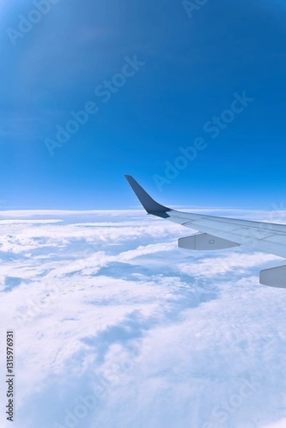 Obraz 飛行中の飛行機翼と雲
