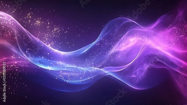Fototapeta Abstract Digital Waves in Purple and Blue Backdrop for Technology