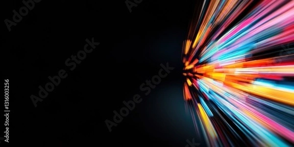Fototapeta Dynamic Digital Acceleration Hyperspeed Motion Blur with Vibrant Neon Spectrum - Cutting-Edge Tech Visualization for Innovative Brand Storytelling