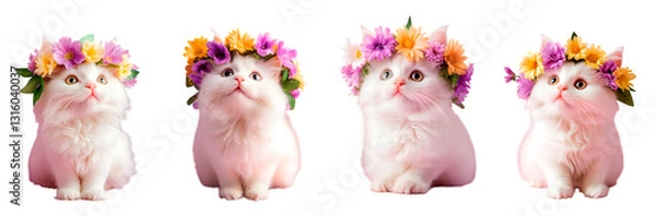 Fototapeta High-Definition Cute Cat with Flower - PNG