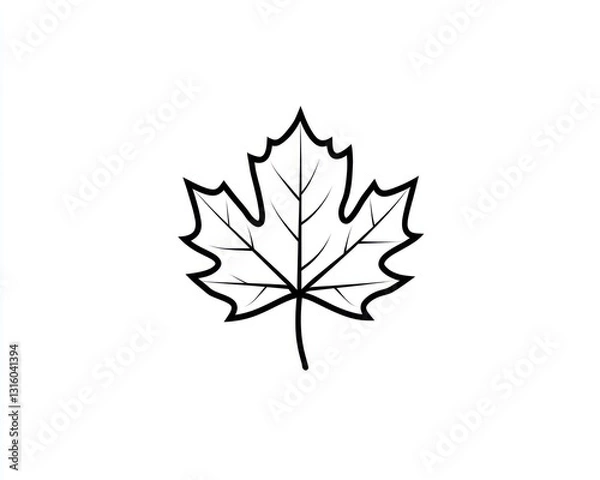 Fototapeta Simple maple leaf illustration, autumn design element, white background, nature graphic