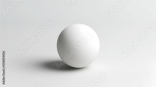Fototapeta Exquisite Display of a Standard Sized White Table Tennis Ball against a White Background