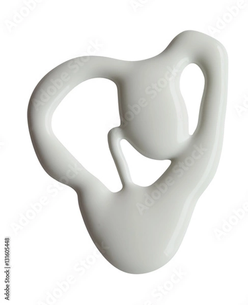Fototapeta Heart shape made of white cream on a white background, can be us