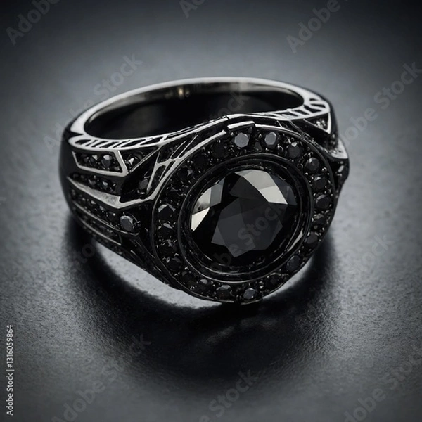 Obraz silver ring with diamonds