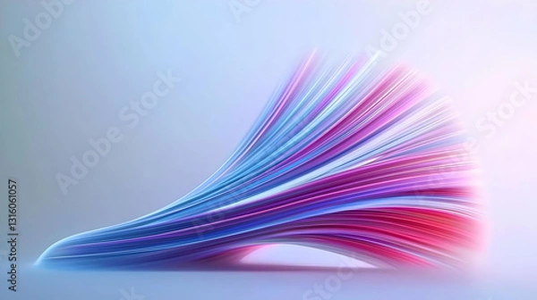 Obraz Abstract 3D Design of a Vibrant Pink and Blue Structure on a Soft Gradient Background With Dynamic Flow