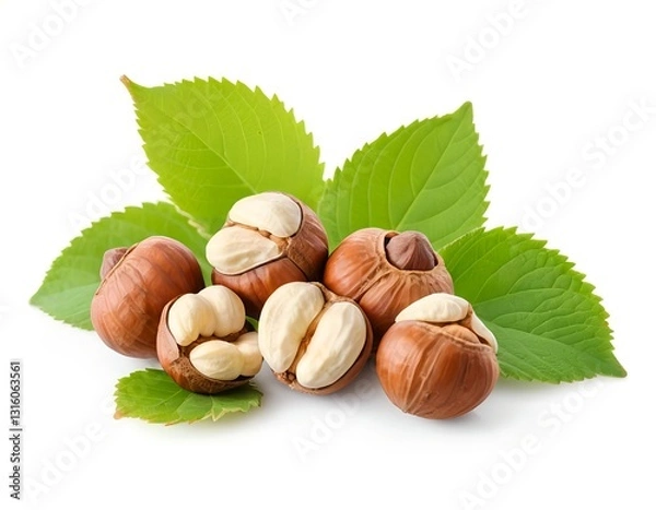 Obraz Hazelnuts with Green Leaves