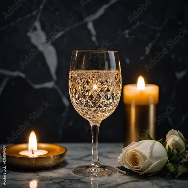 Obraz champagne and candle