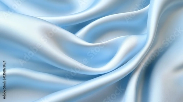 Fototapeta Soft Blue Fabric with Gentle Waves and Texture