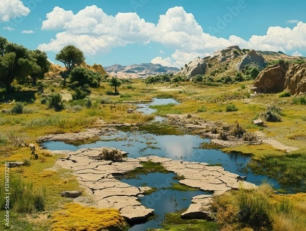 Obraz Serene Landscape with Reflections in Calm Waters and Blue Sky