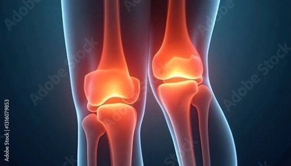 Fototapeta Close up of swollen and inflamed joints in rheumatoid arthritis.