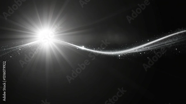 Fototapeta Shine shiny lens spotlight, sunlight spark sun rays, ray twirl vector wave, effect light sparkle line