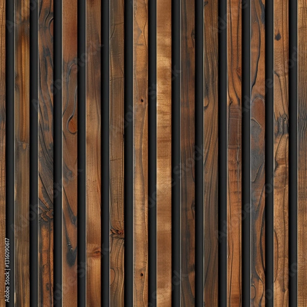 Fototapeta Ultra-Photorealistic Seamless Wood Slat Panel Texture - 100% Tileable
