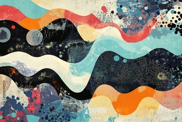 Fototapeta This colorful abstract artwork features flowing waves and vibrant textures. Ideal for various design projects, it embodies creativity and modern aesthetics.