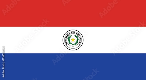 Fototapeta Flag of Paraguay. Paraguay flag official colors and proportion digital vector illustration.