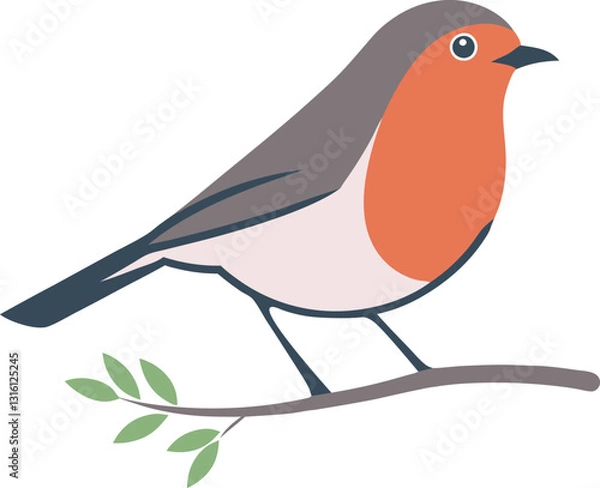 Obraz Robin Bird Logo Icon | Vector Illustration | Flat Style Design
