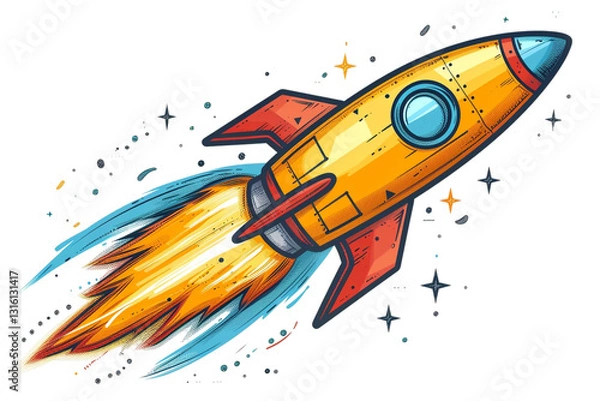 Fototapeta  Startup Rocket Icon Isolated on Transparent Background