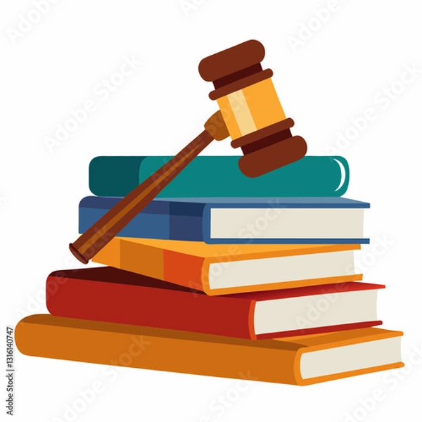 Obraz stacked law books with a wooden gavel 