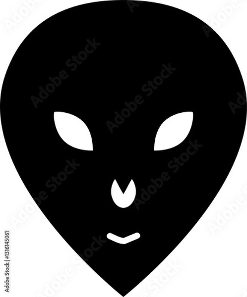 Fototapeta Alien face black icon, flat style