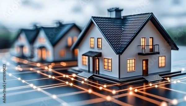 Obraz Smart Homes Network for Cityscape.