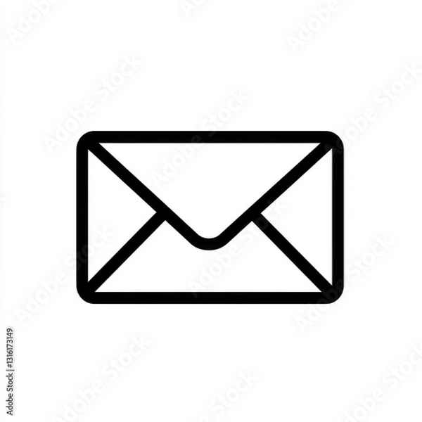 Fototapeta Envelope icon in simple line art, minimalistic black on white.