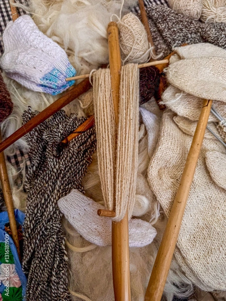 Fototapeta knitting wool yarn