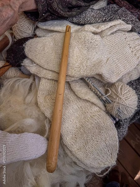 Obraz knitting needles and yarn