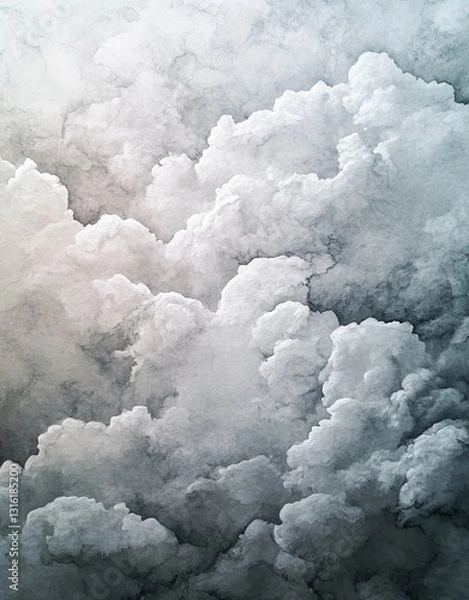 Fototapeta The light gray watercolor background texture generates a soft and elegant design