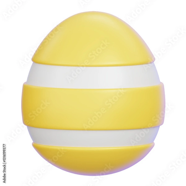 Obraz Yellow Easter Egg with Stripes Isolated. 3D render illustration