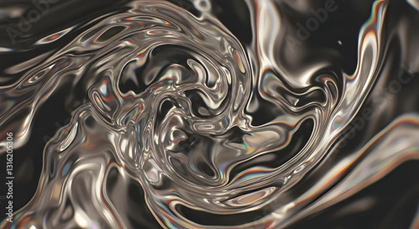 Obraz Silver Liquid Metal Swirl background